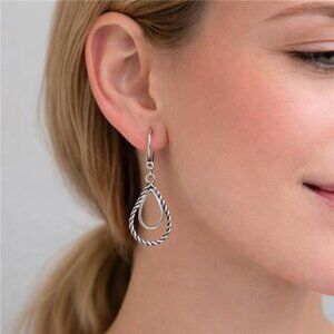 Emberly Silver Tone Teardrop Dangle Earrings 1.5 In Pierced Twiisted